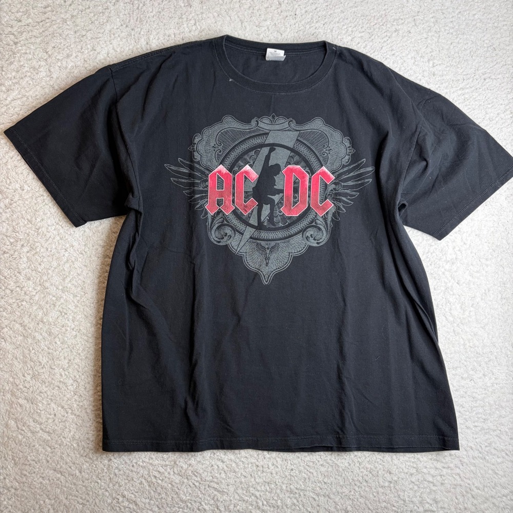 AC/DC Black Ice World Tour 09 10 T-Shirt Mens 2XL Anvil Concert Graphic Black